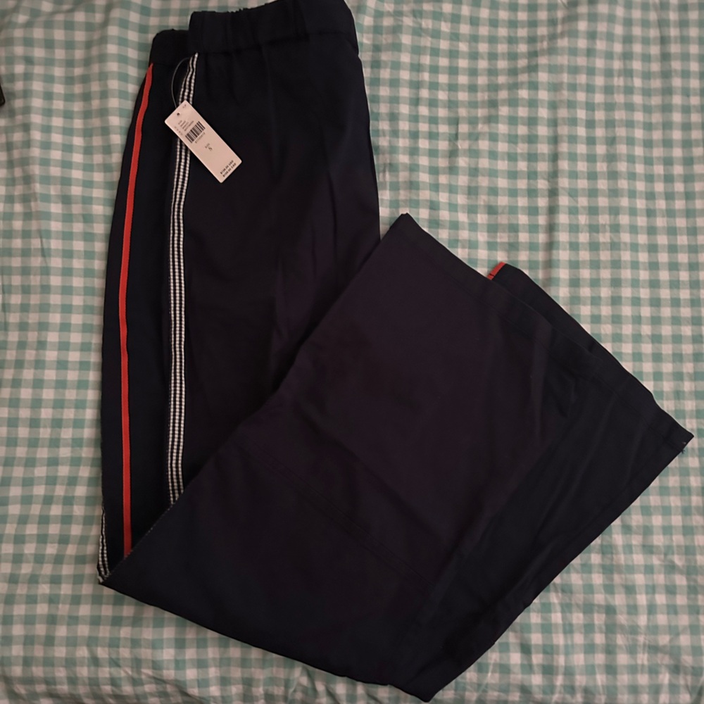 Maeve Navy Track Pants with Red and White Stripes